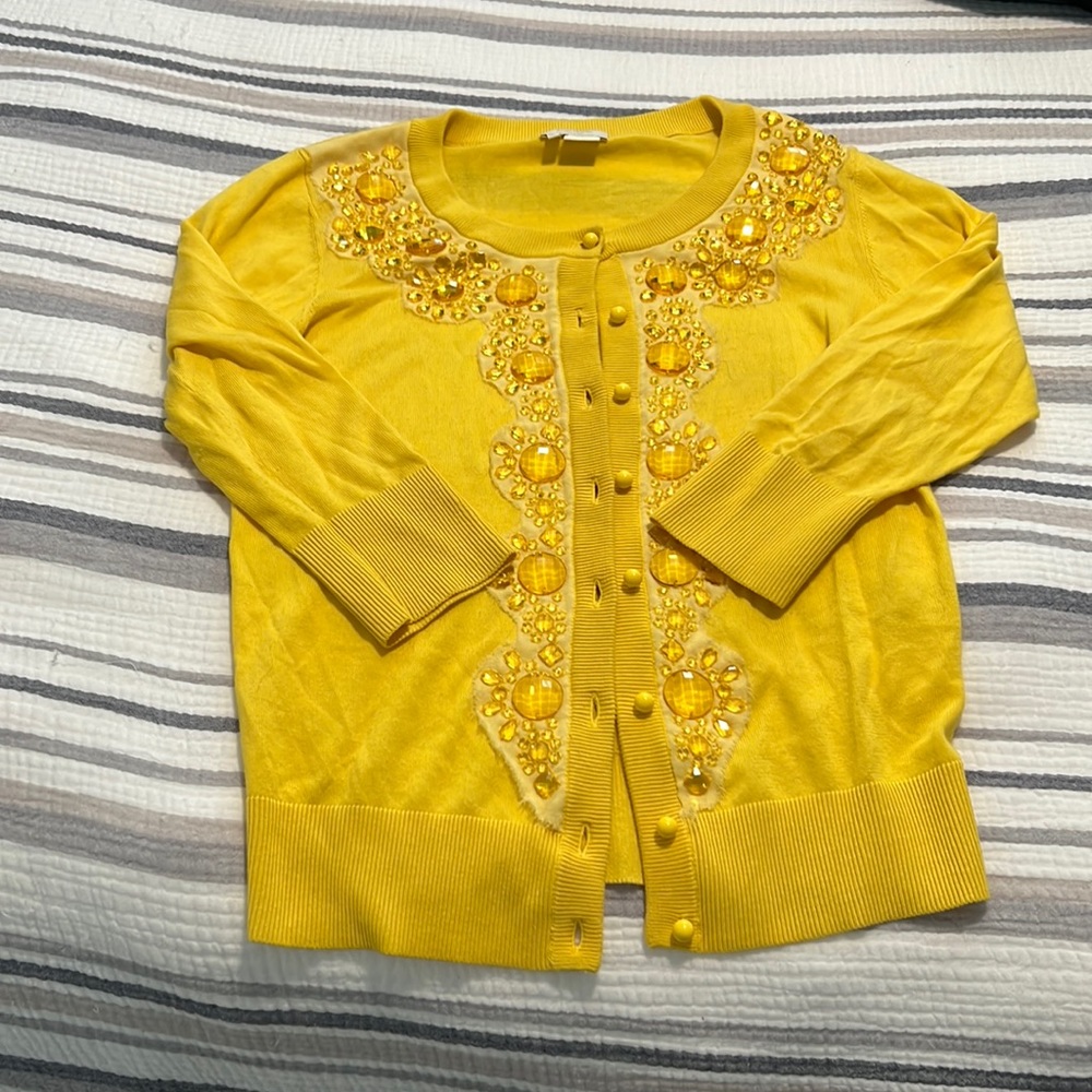 Kate Spade Yellow Embellished Cardigan
